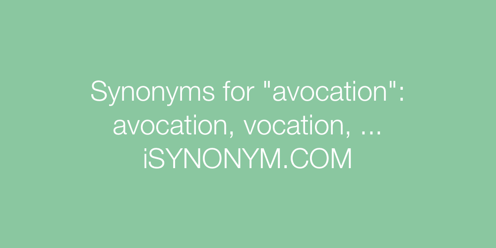Synonyms avocation