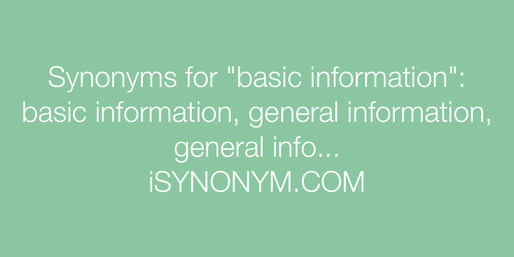 Synonyms basic information
