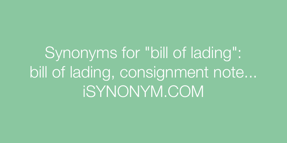 Synonyms bill of lading