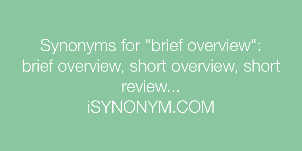 Synonyms brief overview