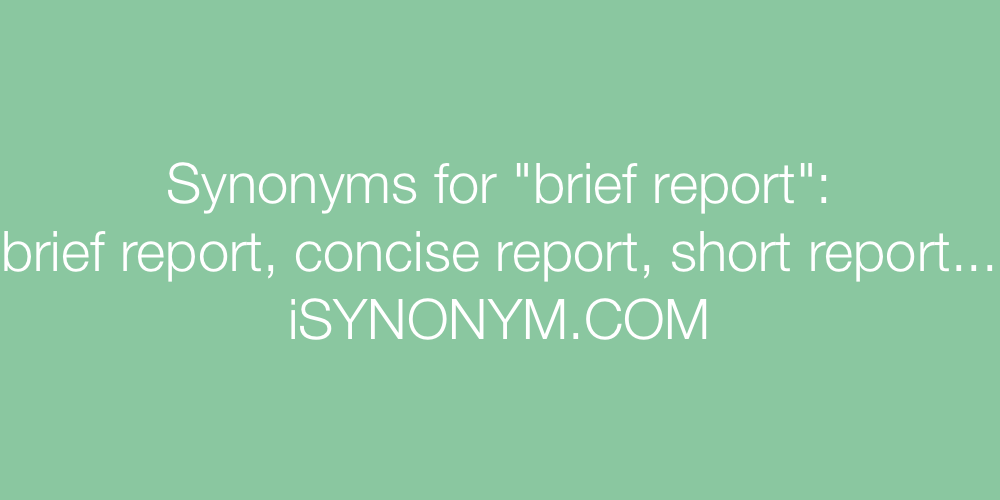 Synonyms brief report