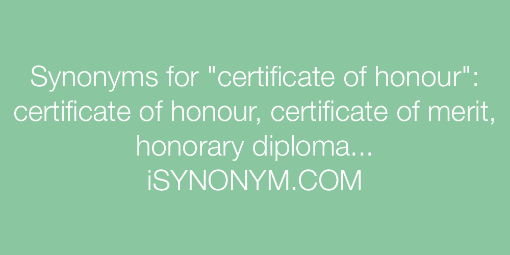Synonyms certificate of honour