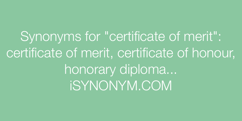 Synonyms certificate of merit