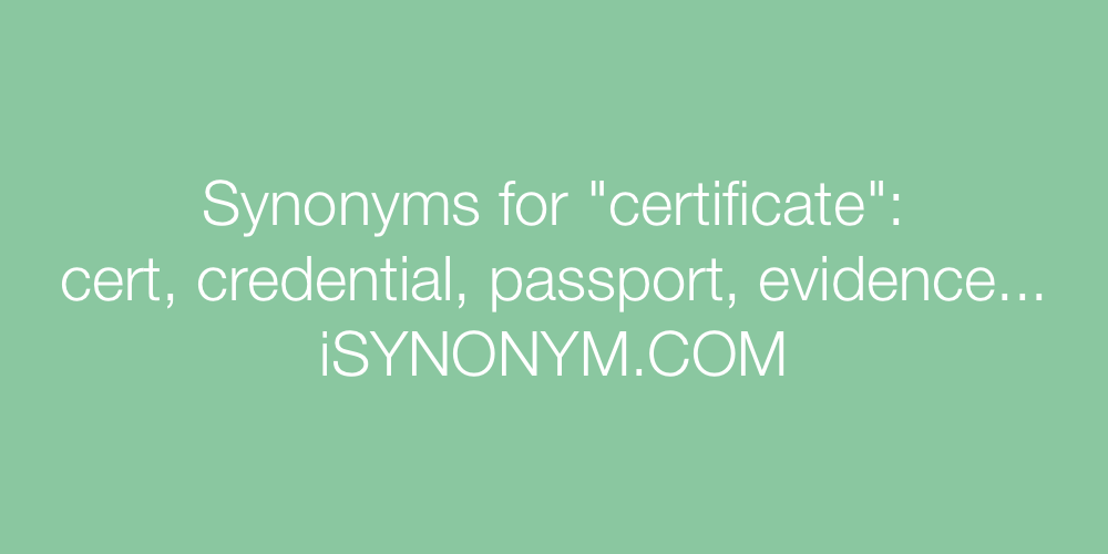 Synonyms certificate