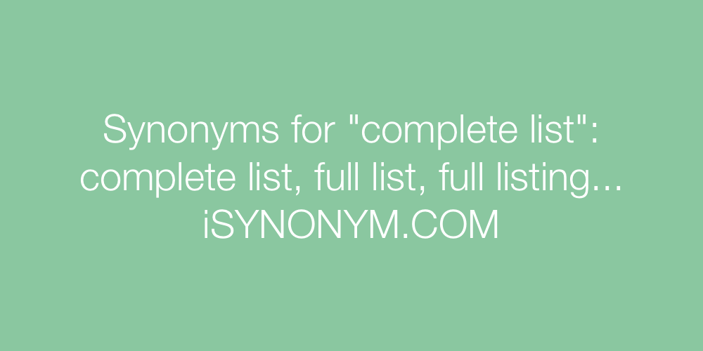 Synonyms complete list