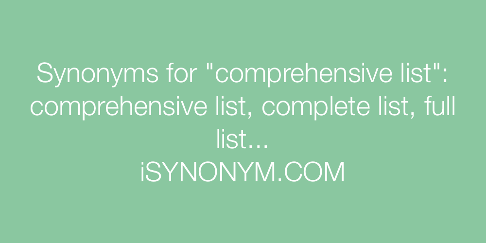Synonyms comprehensive list