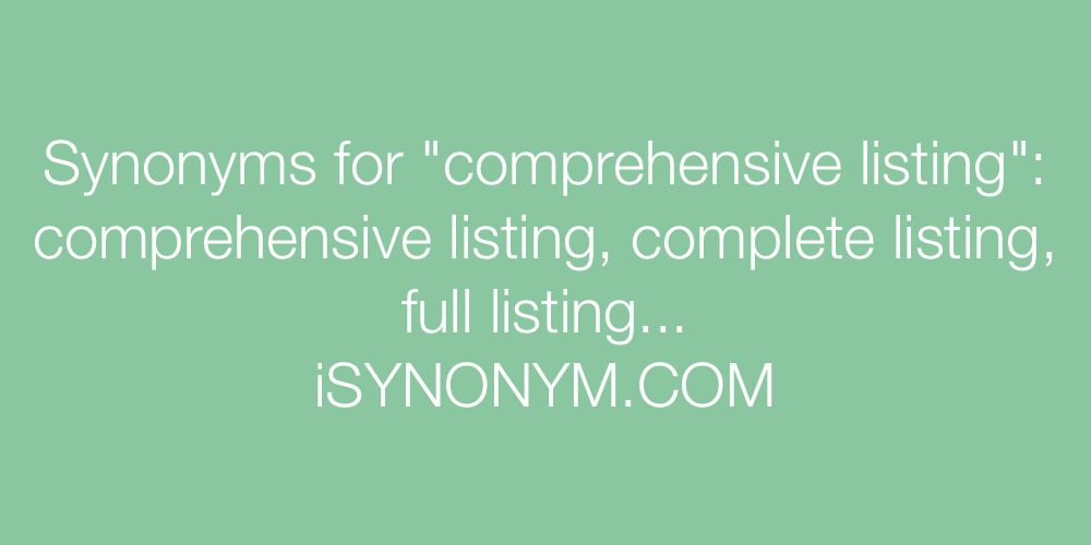 Synonyms comprehensive listing