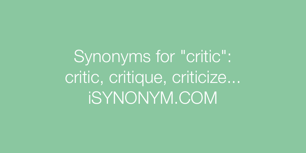 Synonyms critic