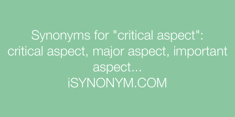 Synonyms For Critical Aspect Critical Aspect Synonyms ISYNONYM COM