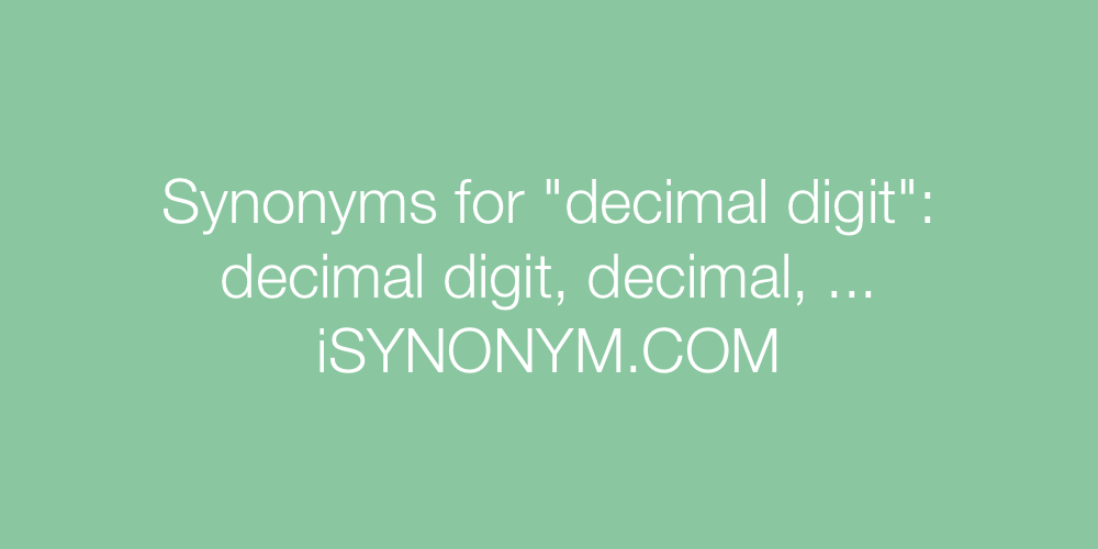 Synonyms decimal digit