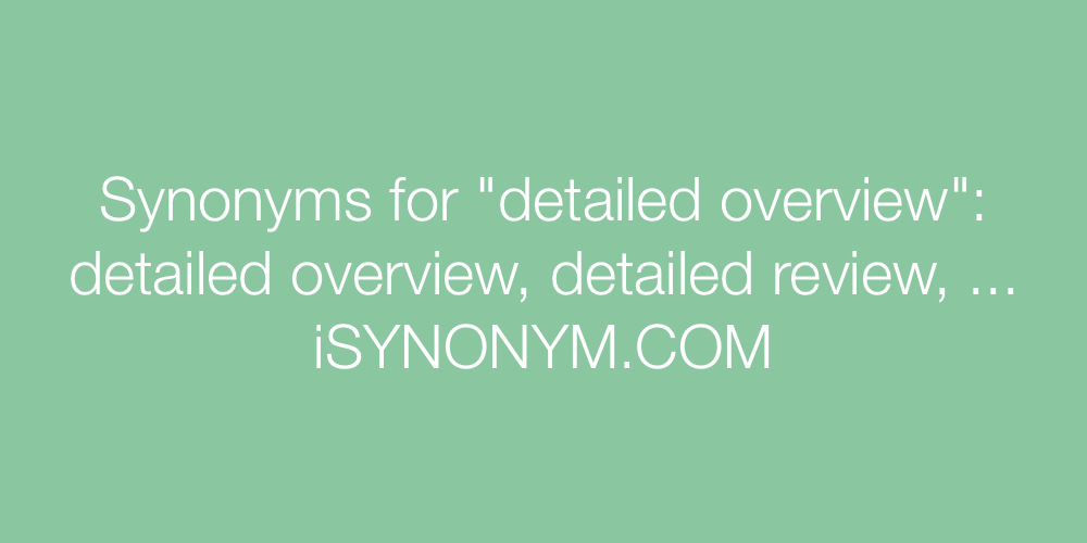Synonyms detailed overview