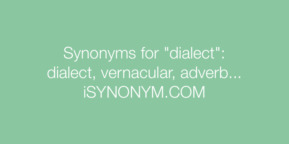 Synonyms dialect