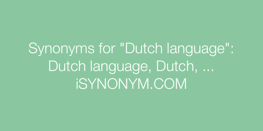 Synonyms Dutch language