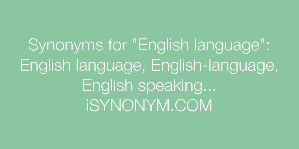 Synonyms English language