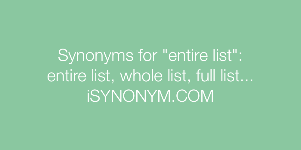 Synonyms entire list