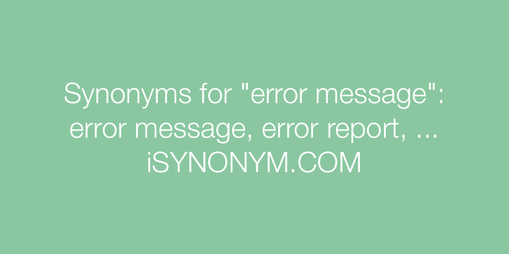 Synonyms error message