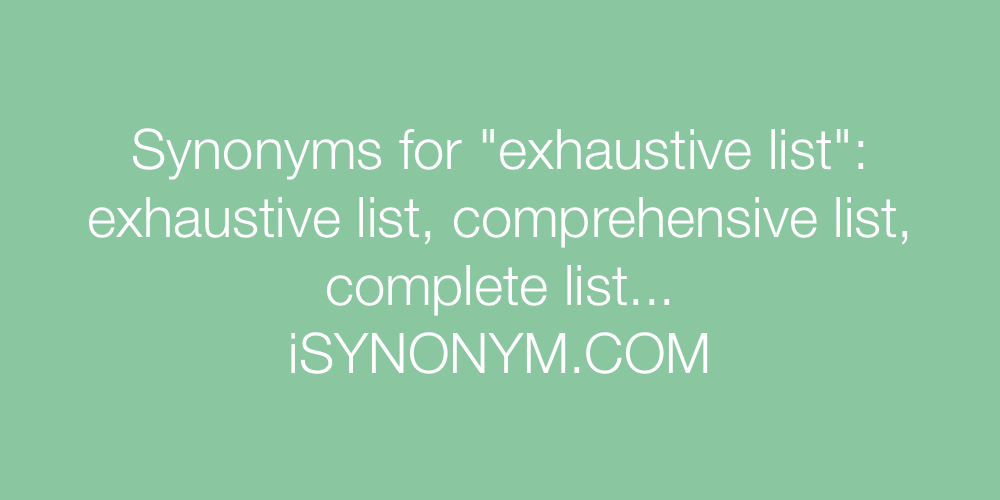 Synonyms exhaustive list