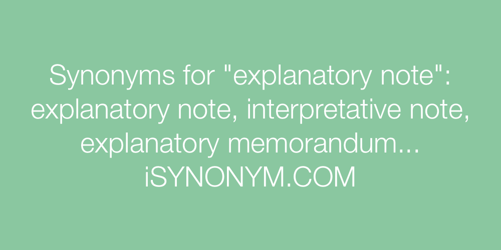 Synonyms explanatory note