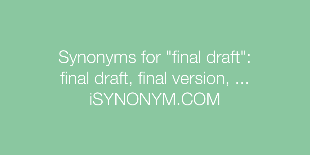 Synonyms final draft