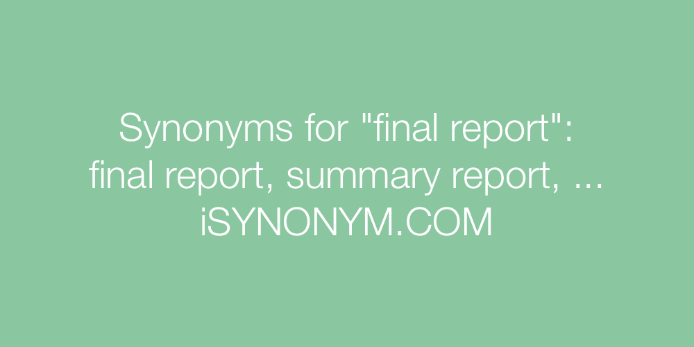 Synonyms final report