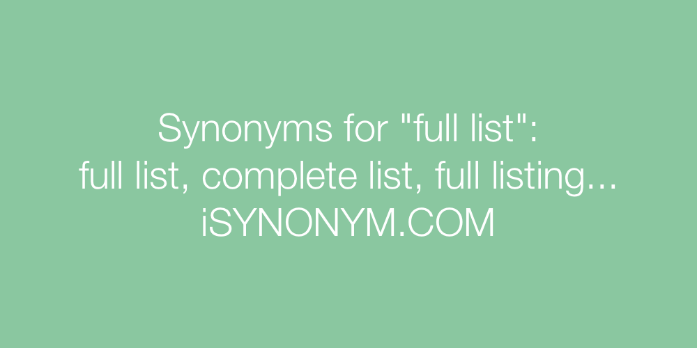 Synonyms full list