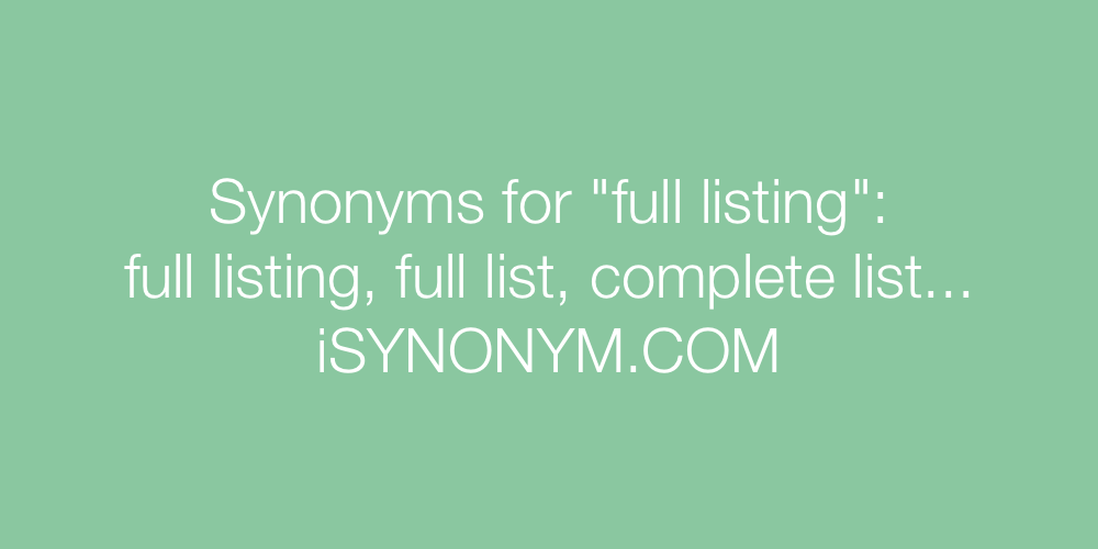 Synonyms full listing