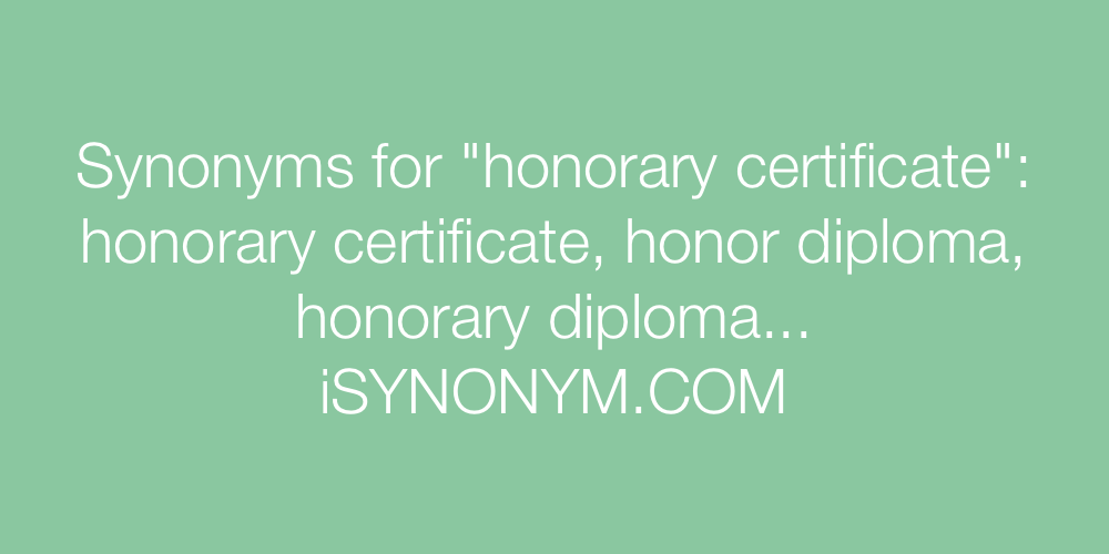 Synonyms honorary certificate