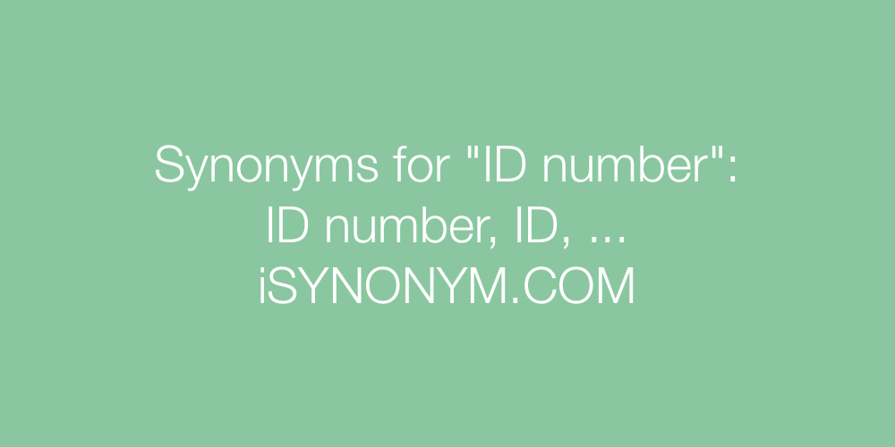 Synonyms ID number