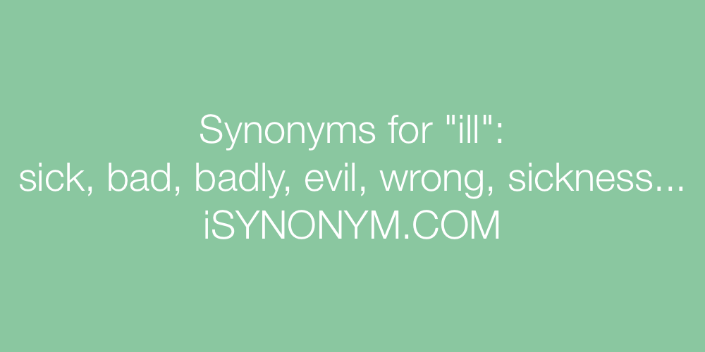 Synonyms ill