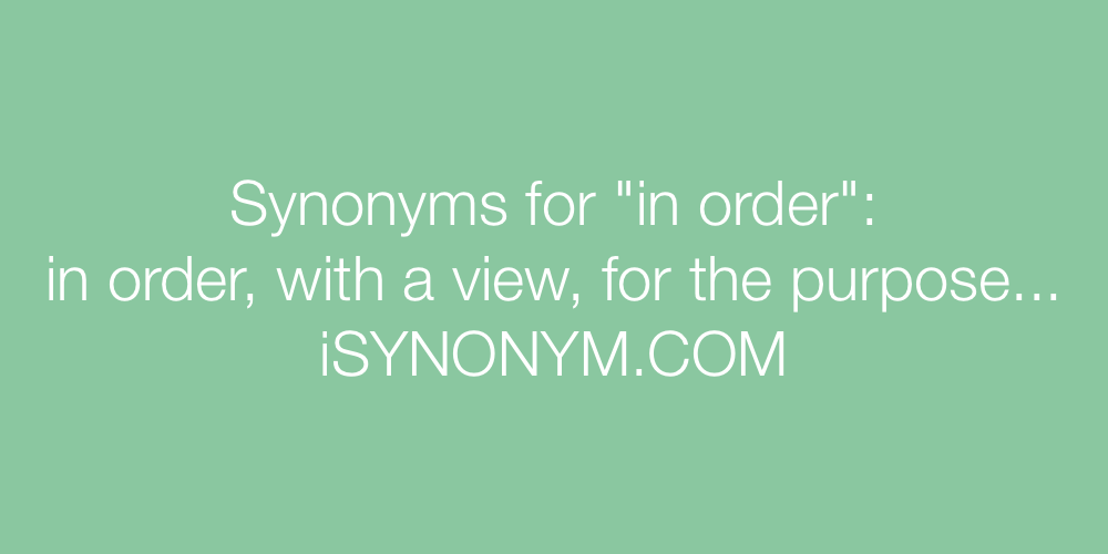 Synonyms in order