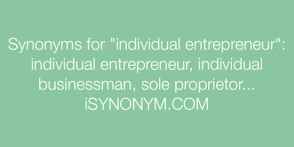 Synonyms individual entrepreneur