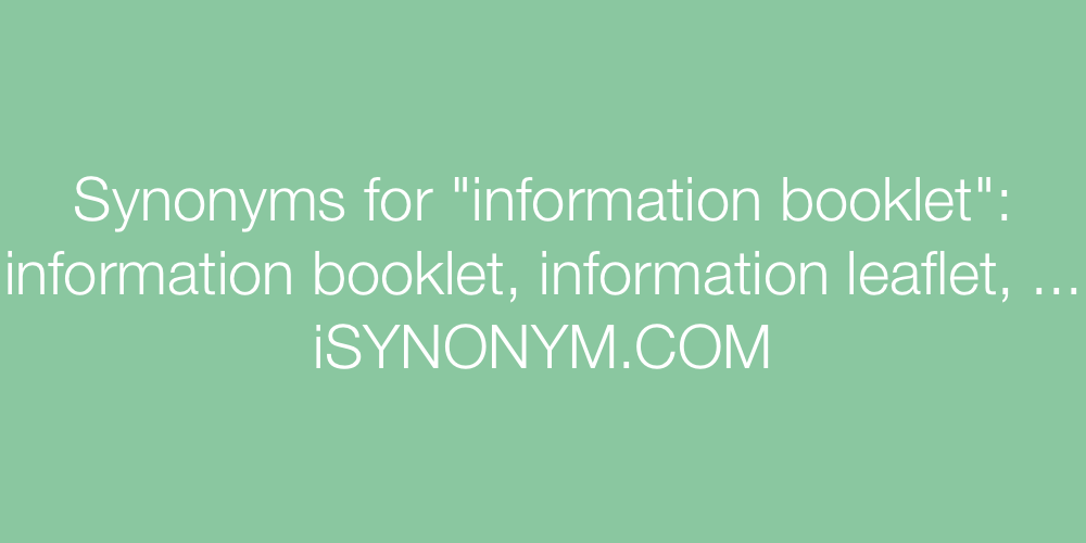 Synonyms information booklet
