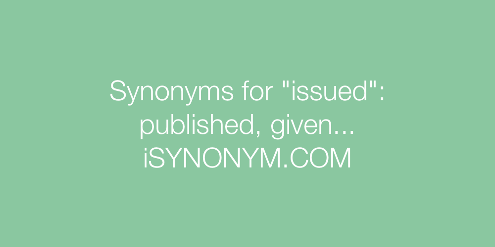 Synonyms issued