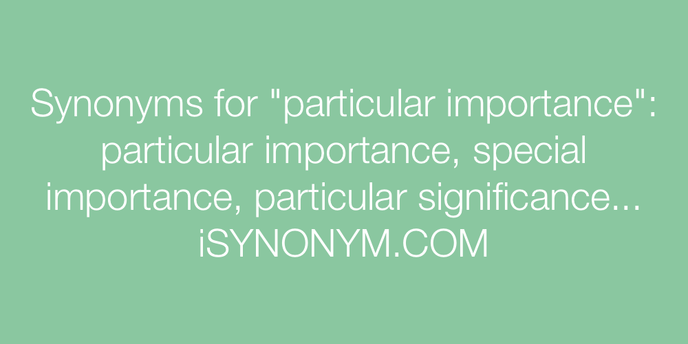 Synonyms particular importance