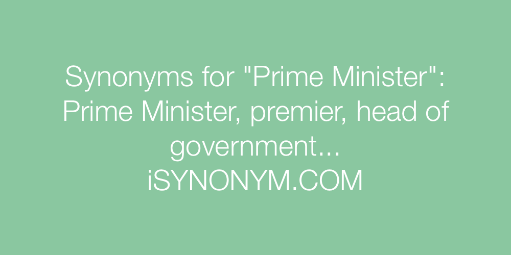 Synonyms Prime Minister