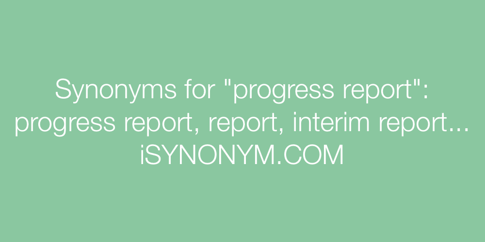 Synonyms progress report