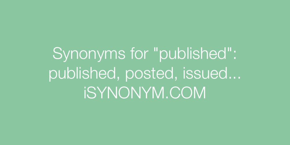 Synonyms published
