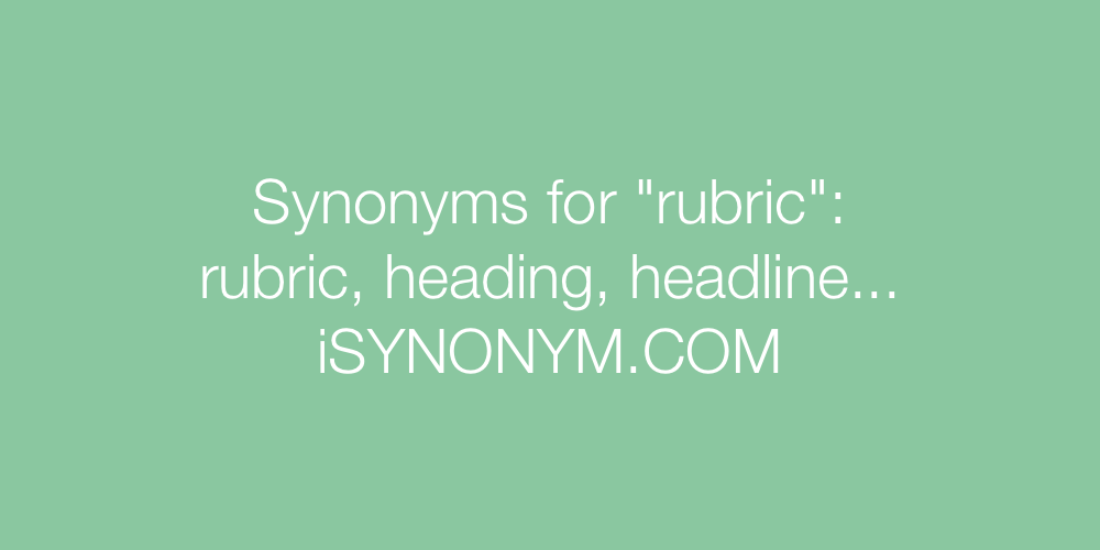 Synonyms rubric