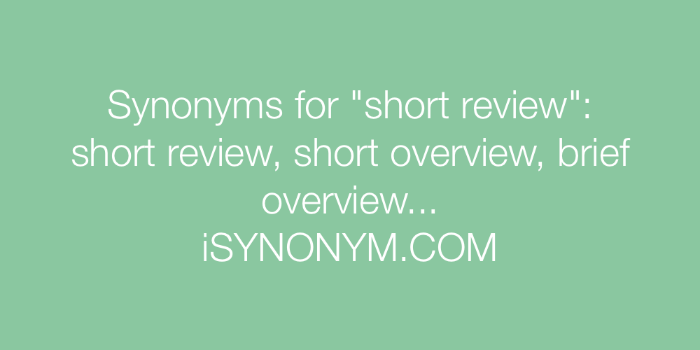 Synonyms short review