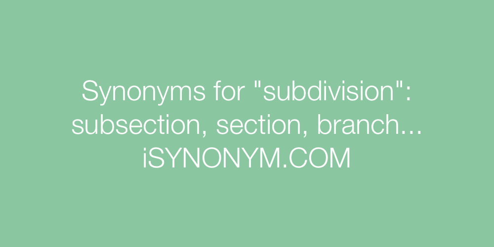 Synonyms subdivision