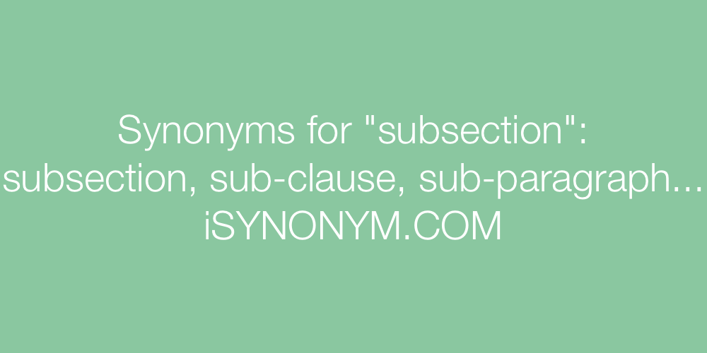 Synonyms subsection