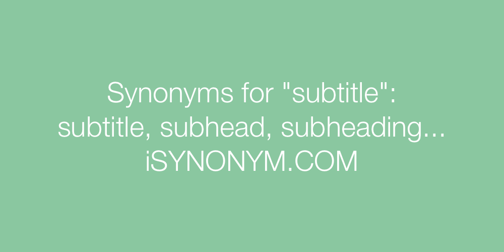 Synonyms subtitle