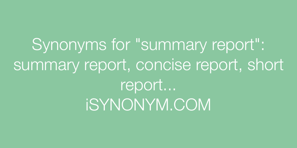 Synonyms summary report