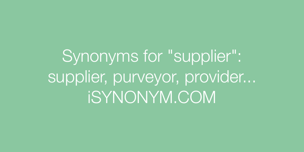 Synonyms supplier