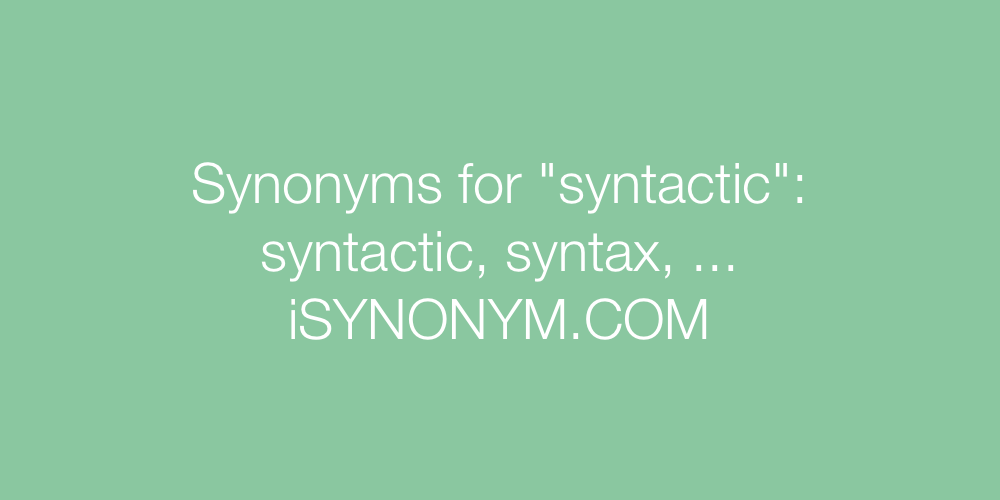 Synonyms syntactic