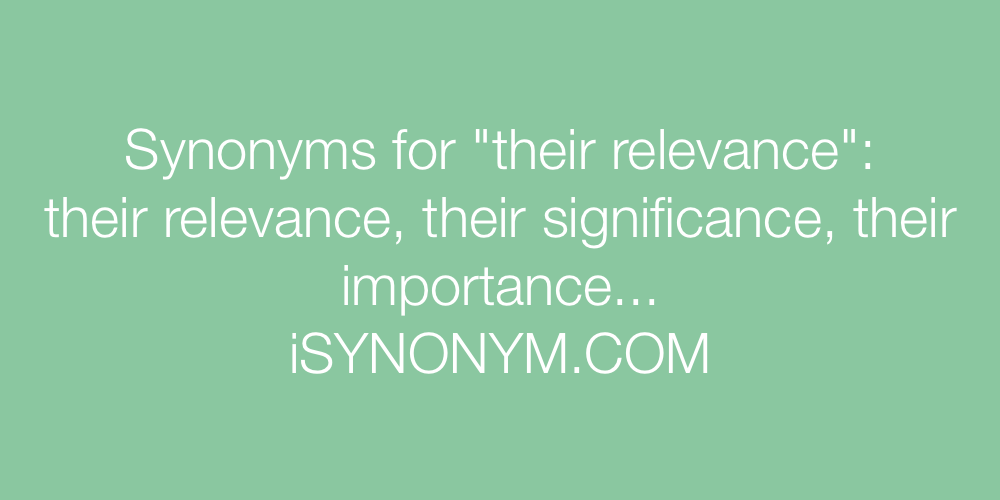 Synonyms their relevance