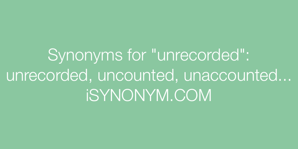 Synonyms unrecorded