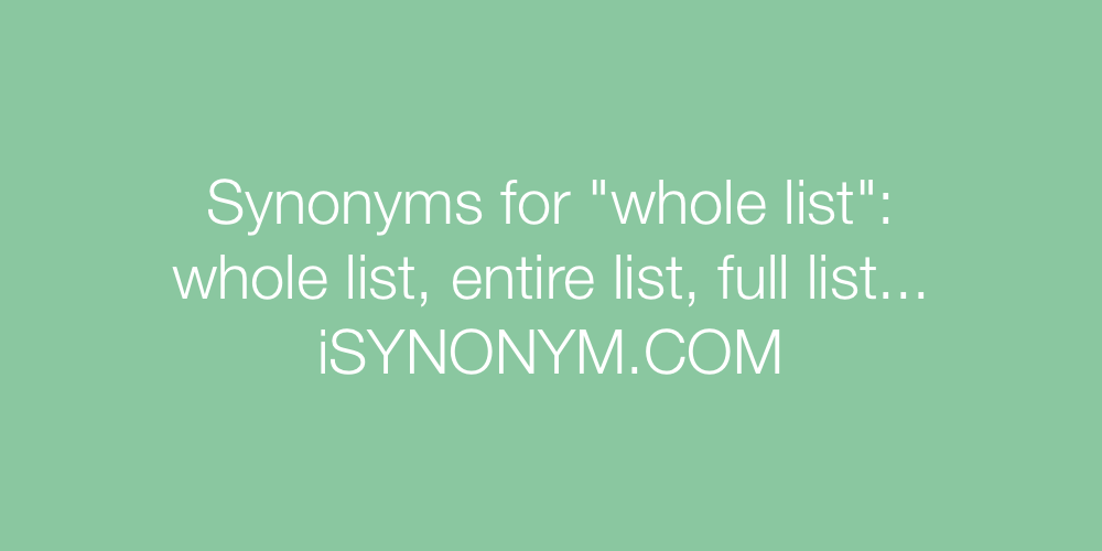Synonyms whole list